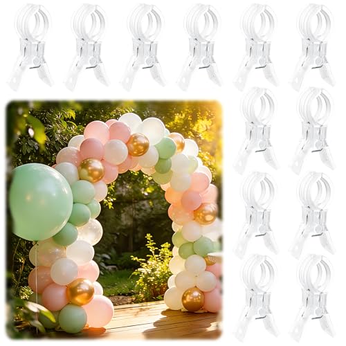 PUGPIU 12 Pack Balloon Arch Clips for Backdrop | Plastic Transparent Spring Clamps | 3.5 Inch Heavy Duty Clip for Backdrop Stand | Birthday Wedding Decoration | Photography Studio | Crafts | Clothing