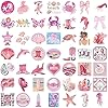 100PCS Pink & Blue Coastal Girl Stickers, Waterproof Vinyl Sea Life Decals, Ocean Beach Aesthetic Stickers for Laptop Water Bottle Journal, Cute Marine Animal & Shell Designs #2