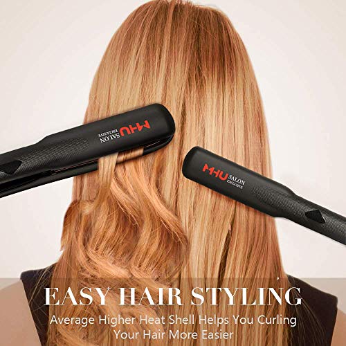 Mhu Professional Keratin Hair Straightener 1.25" Wide Flat Iron Hair Straightener Instant Heat Up Flat Iron 285℉-450℉, Dual Voltage,Auto Shut Off (Updated Flat Iron) #TOP1