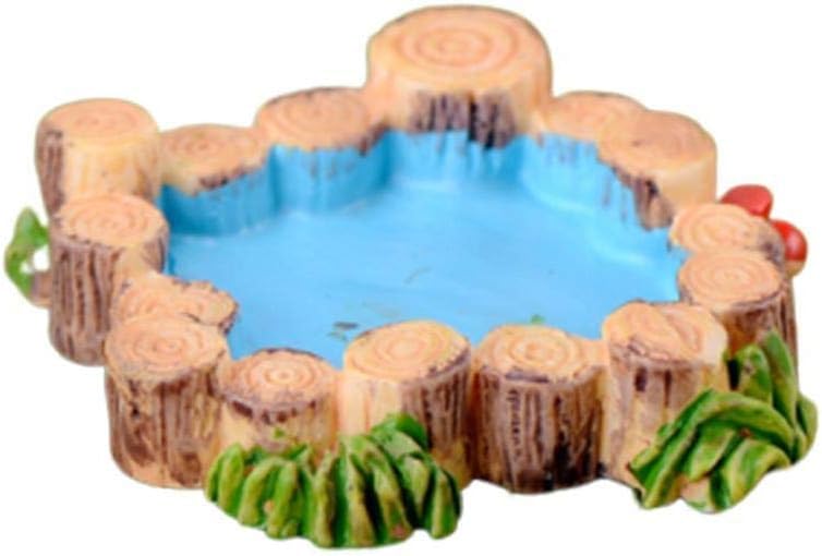 Miniature Wooden Pile and Blue Pool Dollhouse Garden Decor - Fairy Garden Resin Ornament, Micro...