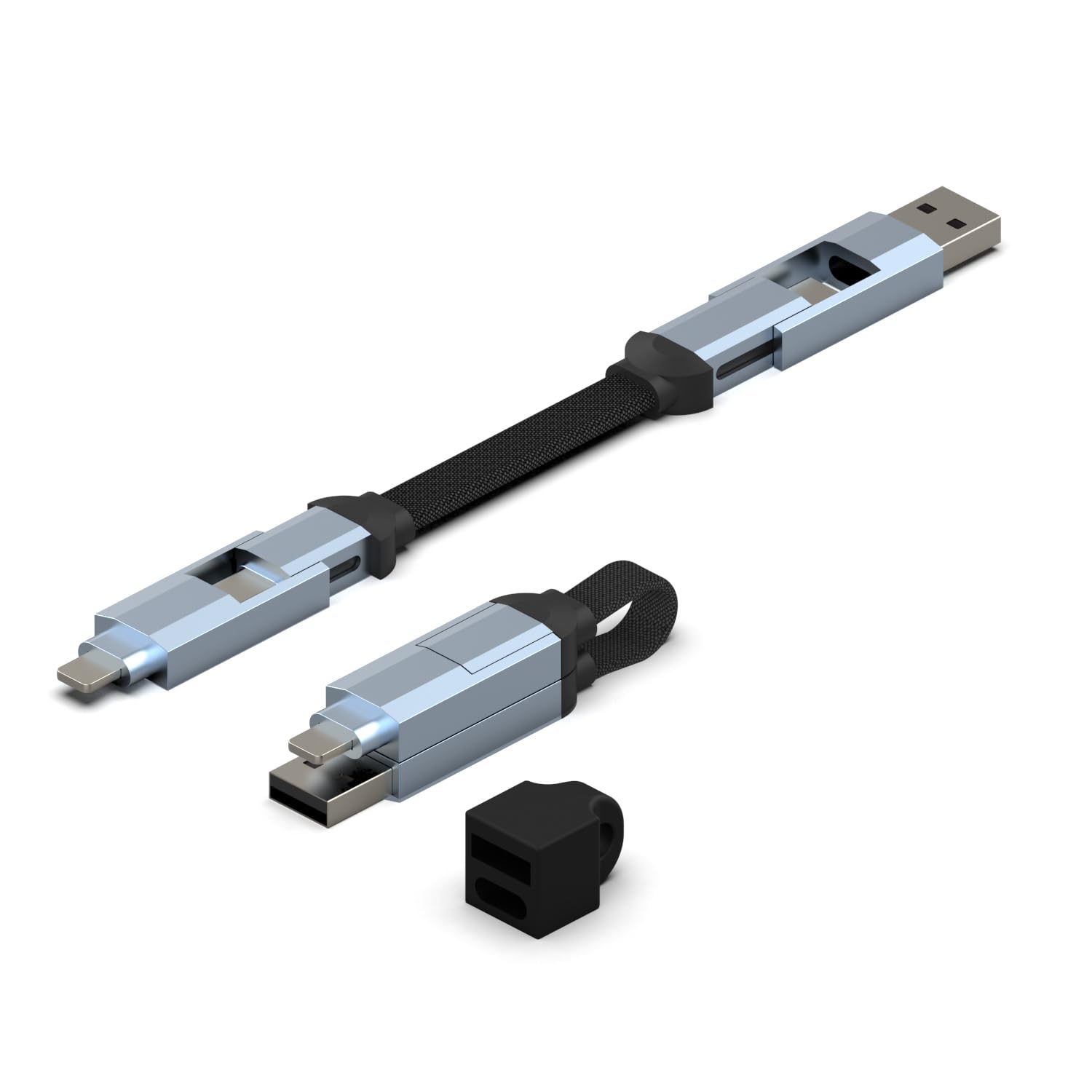 ALMAKRAM New 4-in-1 Multi Charging Cable - 100W PD Fast Charger Cord, USB A/C to Type C, Compatible with iPhone, iPad, MacBook, Galaxy, Power Bank - Portable with Magnetic Keyring