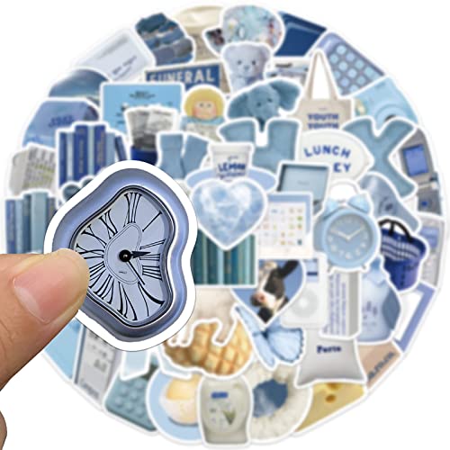 60Pcs Blue Aesthetic Stickers For Girls Laptops Cute Cartoon Ins Trendy Waterproof Vinyl Stickers For Teens Journal Water Bottle Scrapbook Travel Case Phone Graffiti Decals #TOP4
