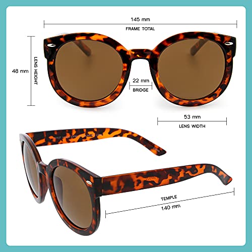 Image of zeroUV - Round Retro Oversized Sunglasses for Women with Colored Mirror and Neutral Lens 53mm