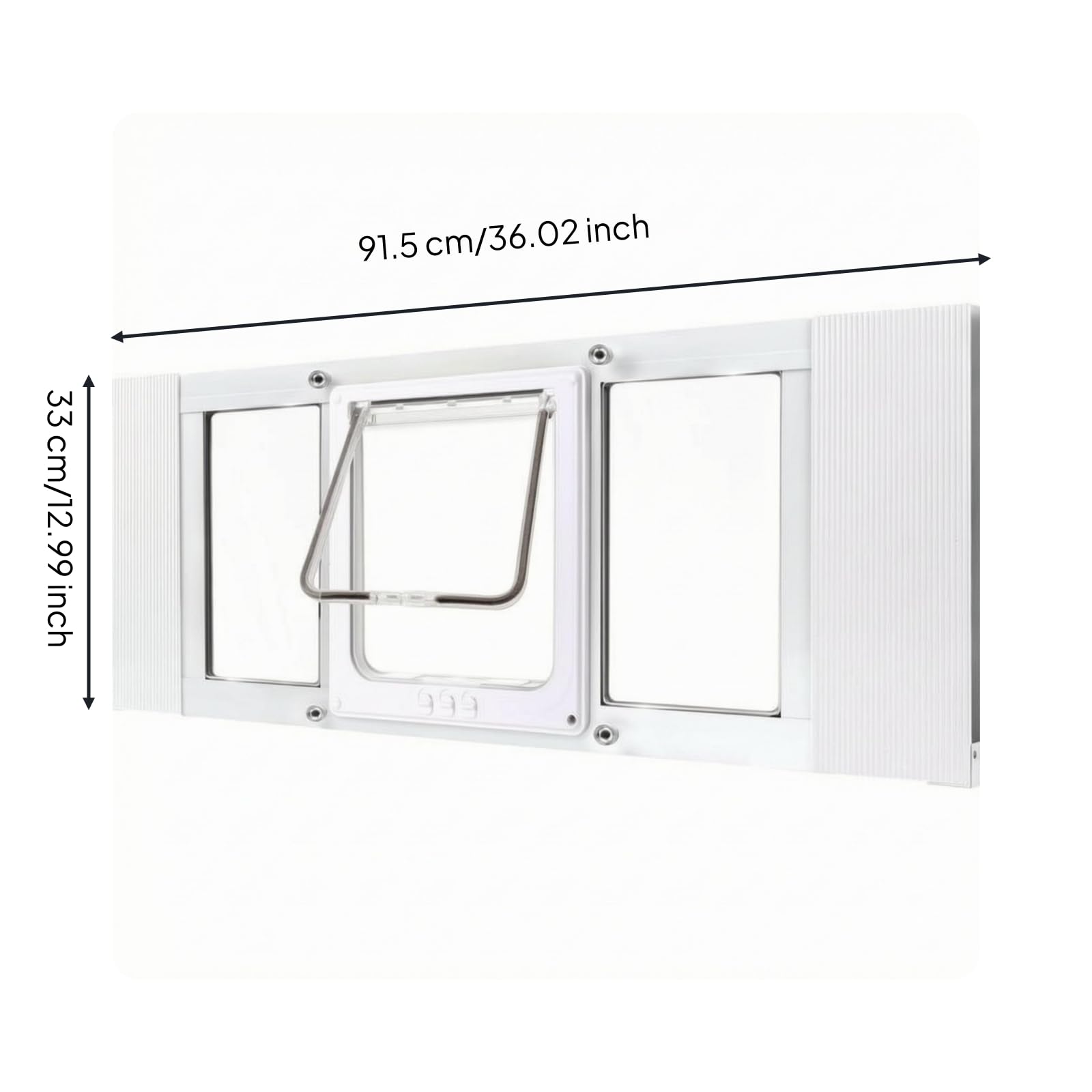 Verstellbare Barriere Tür Katzenklappe Hundeklappe Fensterdurchgang Haustierklappe mit Robustem Alurahmen Und Klappe für Glasöffnung für Zuhause Balkonfenster, 31“-36”