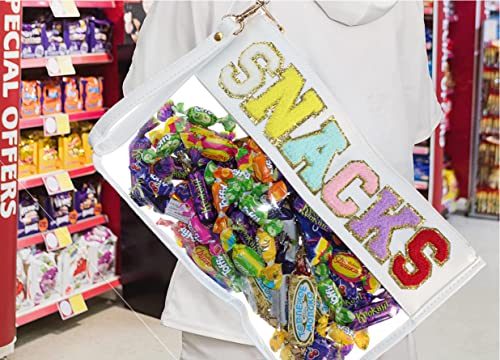 Large Pink Beach Letter Clear Bag for Women,Waterproof Cosmetic Clear Pouch Purse Nylon Makeup Bag Beach Preppy Bag for Women Girl with Wrist Strap4