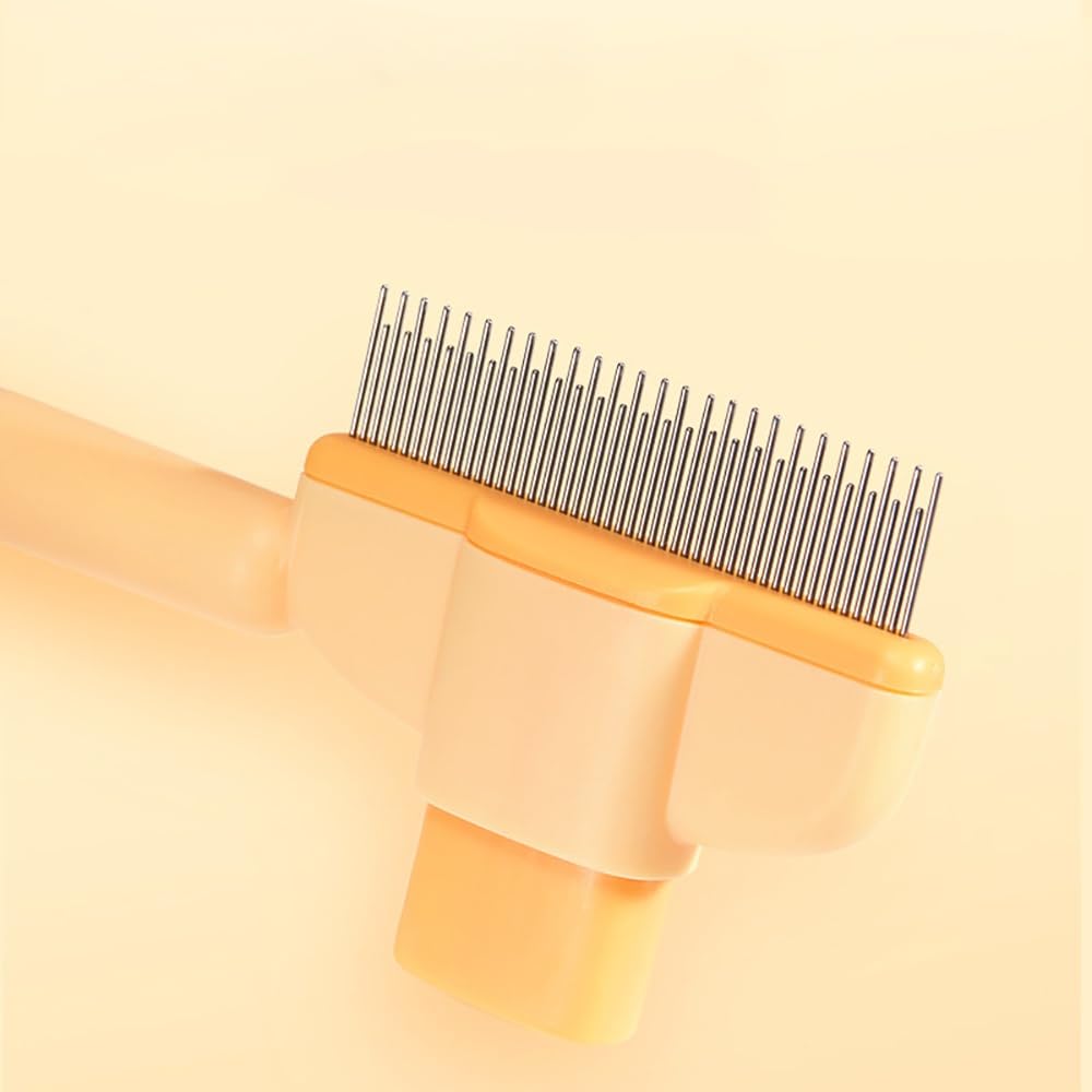 Haustier-Enthaarungsbürste | Selbstreinigende Katzenbürste, Massagebürste, Hundepflegebürste, Haustierpflegezubehör(Yellow)