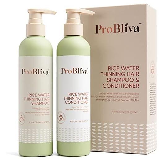ProBliva Rice Water Shampoo and Conditioner Set for Hair Growth, Packed with Biotin, Caffeine, Reticulata Extract, Vitamin E, Hyaluronic Acid, Rosemary Oil, Daily Routine Shampoo For Thickening / Thinning Hair and Hair Loss, For Women