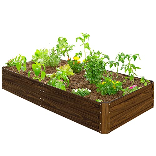 SnugNiture Hochbeet, verzinkt, 1,8 x 0,9 x 0,5 m, für den Außenbereich, großer Metall-Pflanzkasten, Stahl-Set für Gemüse, Blumen, Kräuter und Sukkulenten Cover