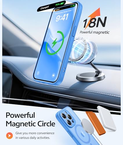 Image of FNTCASE for iPhone 14 Pro Case: [Compatible with Magsafe] Translucent Matte Cases with [Full Camera Protection] [Screen Protector] Military Grade Shockproof Protective Phone Cover - Ice Blue
