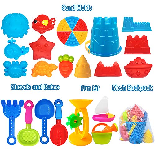 image for ToyerBee Beach Toys- 27 Pcs Sand Toys Set with Mesh Bag Including Sand