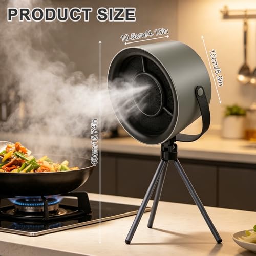 Mobile Dunstabzugshaube ohne Installation Tragbare Mini Abzugshaube mit 3-stufig leise abnehmbarem Stativ & Aufhängeseil Dunstabzug Mobil für Wohnung RV Camping Outdoor BBQ Raclette Korean
