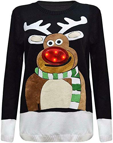 ZEE FASHION Frauen Jumper Langen Ärmeln Weihnachtsbaum Led Licht Xmas...