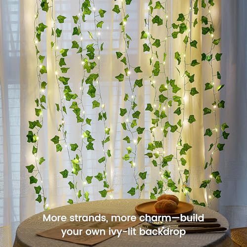 Pellimo Ivy Vine String Lights, 23FT 73 LED Pre-Wrapped Faux Ivy Garland with Fairy Lights, USB & Battery Powered Leaf Lights for Bedroom Wall, Dorm Room, Classroom Decor, Warm White - image 7