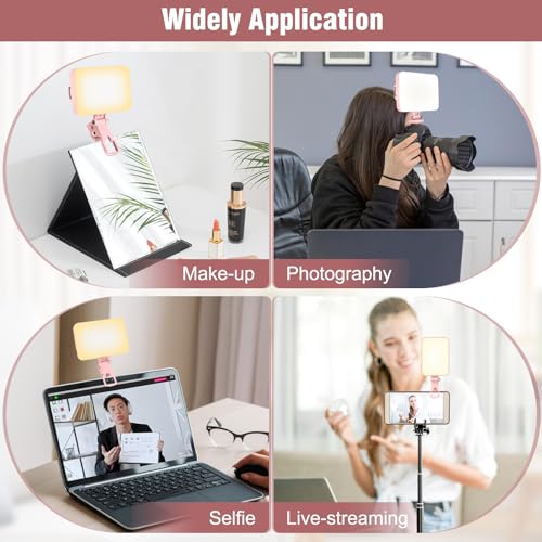 Image of ALTSON 60 LED Portable Selfie Light Video Conference Lighting with Clip & Camera Tripod Adapter Rechargeable 2200mAh CRI 97+, 9 Light Modes for Phone iPhone Webcam Laptop Photo Makeup