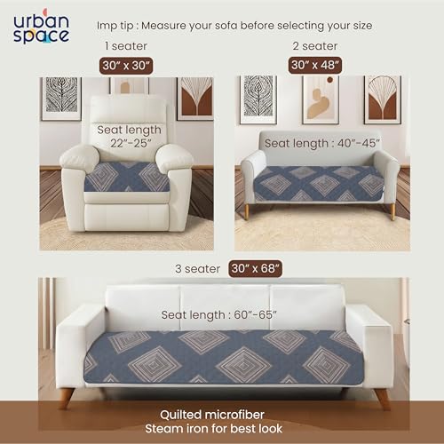 Image of Urban Space 1 Seater Quilted Sofa Cover mat, Non-Slip Sofa Protector, Easy Care & Machine Washable Cover, Sofa Seat Runner for Couch for Living Space (1 Seater - Midnight Mist)