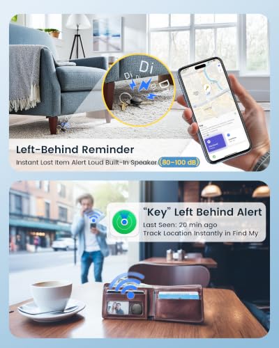 Image of Air Tracker Tags-4 Pack, Smart Bluetooth Tracker Works with Apple Find My (iOS Only), Item Finder Key Finder with Replaceable Battery, Tracker Tag Locator for Keys, Luggage, FireWire Port Card (Black)