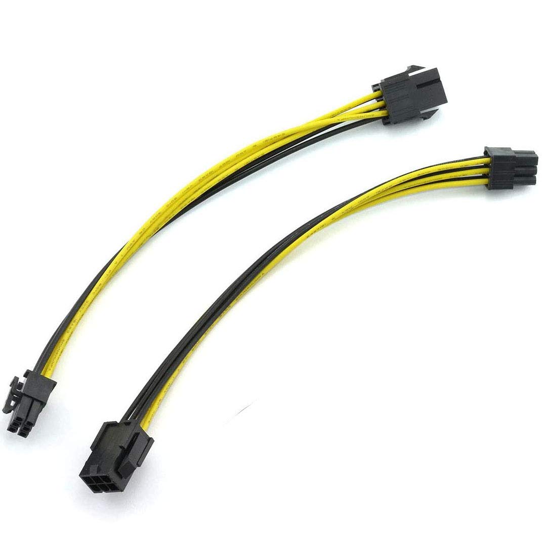 DZS Elec 2pcs PCIe 6pin Power Extension Cable PCI-e 6-pin Male to Female Converter for PCI Express 6Pin Powered GPU Video Card 20cm / 8inch