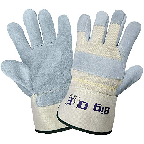 Flash Deals - 40% OFF Global Glove 2100 Big Ole Leather Gunn Cut Premium Grade Glove with White Canvas Back and Washable Safety Cuff, Work, Extra-Large (Case of 72)