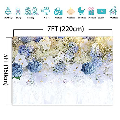 Fondo Fotográfico Flores Azules y Rosas 210x150 cm miniatura 5