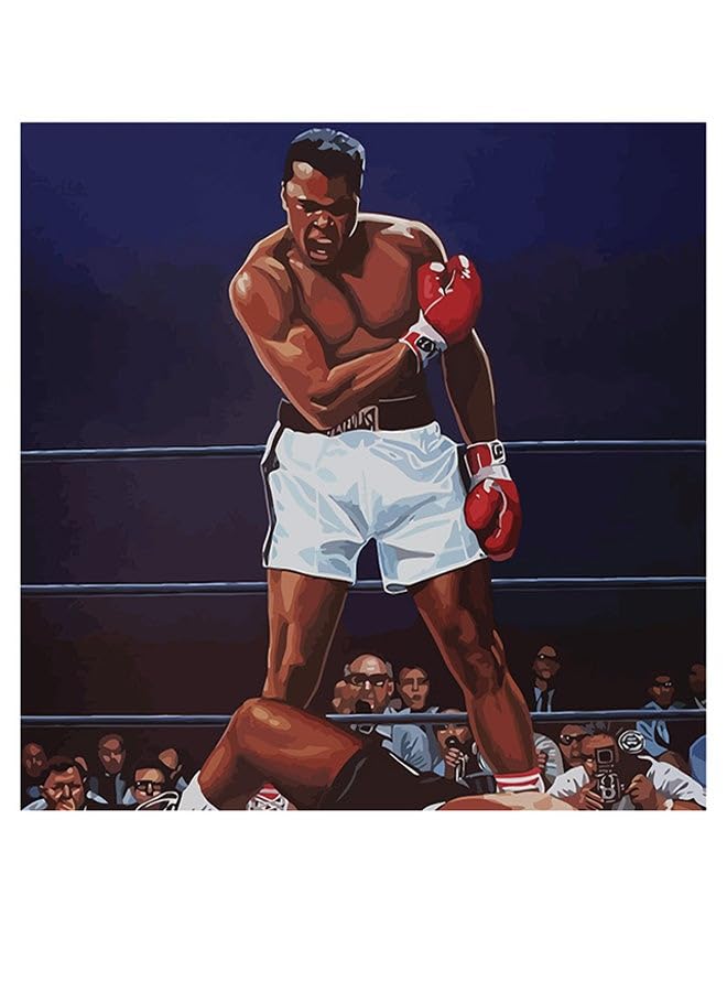 RYNBoxer Muhammad Ali Themed Decorative Wall Art Blue/Brown/White 30X30Cm