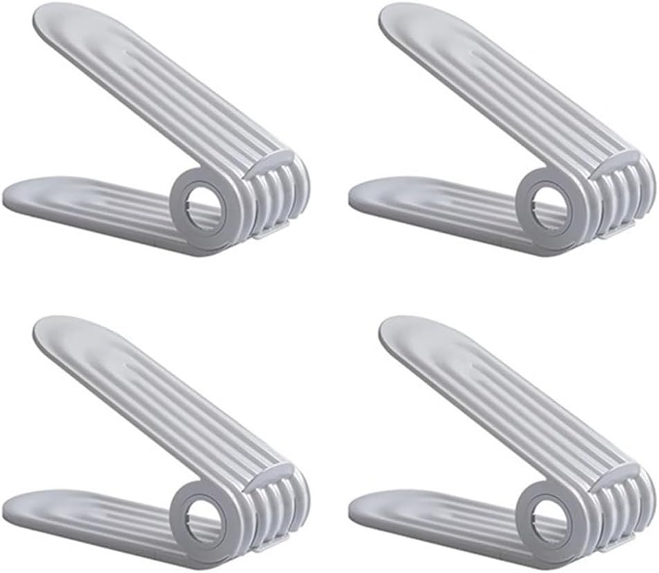 Shoe Slots Organizer 4-Piece Foldable Shoe Slot Organizer, Adjustable 4 Heights Suitable for Flat Shoes, High Heels, and Tennis Shoes (Color : Gray-, Size : 4pcs)