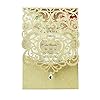 Hosmsua 50PCS Personalized Wedding Invitations Kit 512 x 73 Laser Cut Hollow Rose Rhinestone Pocket with Envelope for Wedding Quinceanera Invite Champagne Gold Glitter
