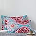 Mitchell Bohemian Kissenbezug 40 x 80 cm 2er Set Boho Style Fuchsia Türkis Bunt 100% Mikrofaser Kissenbezüge Kopfkissenbezug 40x80 cm 2 Stück