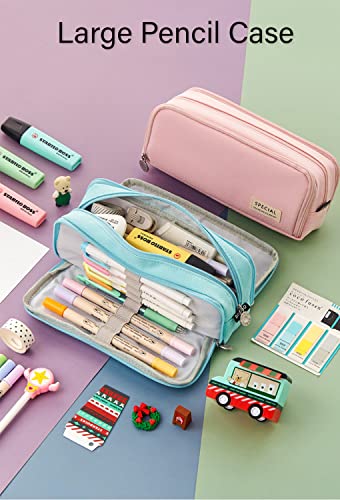 Compact Pencil Case with 3 Compartments for Teens, Boys, Girls, and Students (Black)