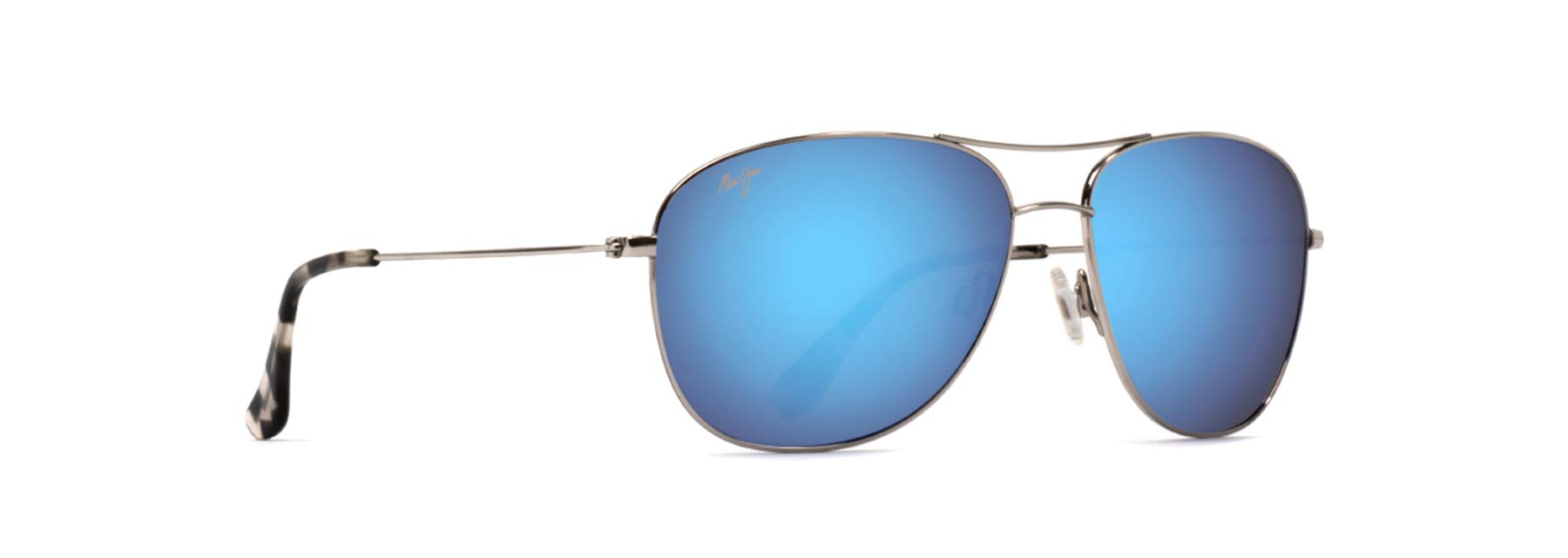 Maui Jim Men's and Women's Cliff House Polarized Aviator Reading Sunglasses, Silver/Blue Hawaii, Medium, +2.5