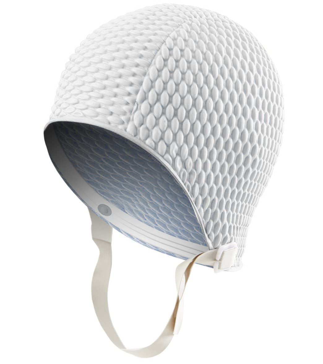 Sporti Bubble Swim Cap with Chin Strap (Ivory)