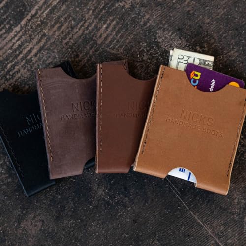 Nicks Boots Premium Leather Card Wallet, Brown, Handcrafted in USA, Durable, Slim Design3