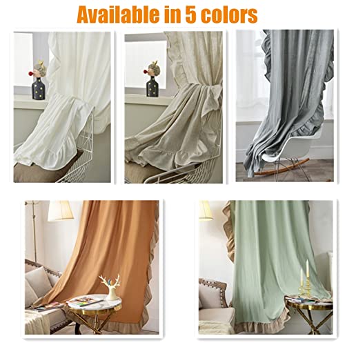 Cortinas con volantes de algodón natural confeccionadas a mano con caída romántica 3