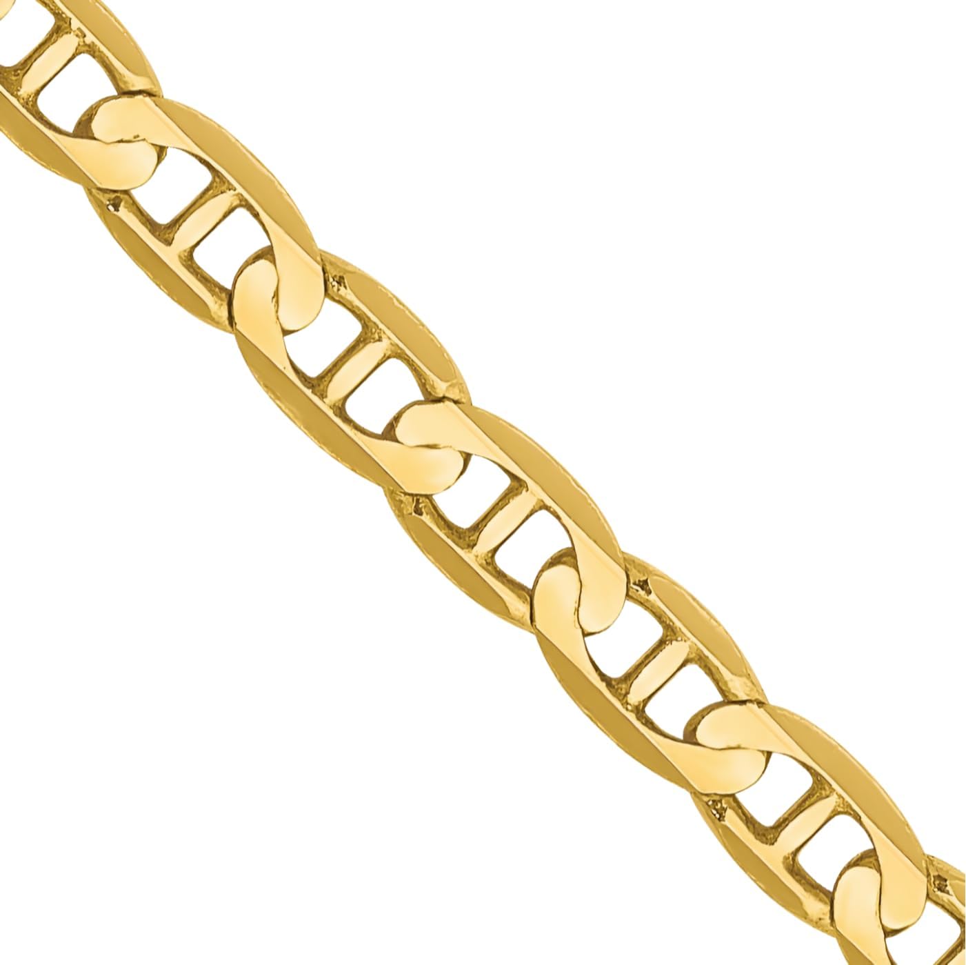 IceCarats 14K Solid Yellow Gold 3mm Concave Mariner Chain Necklace Polished