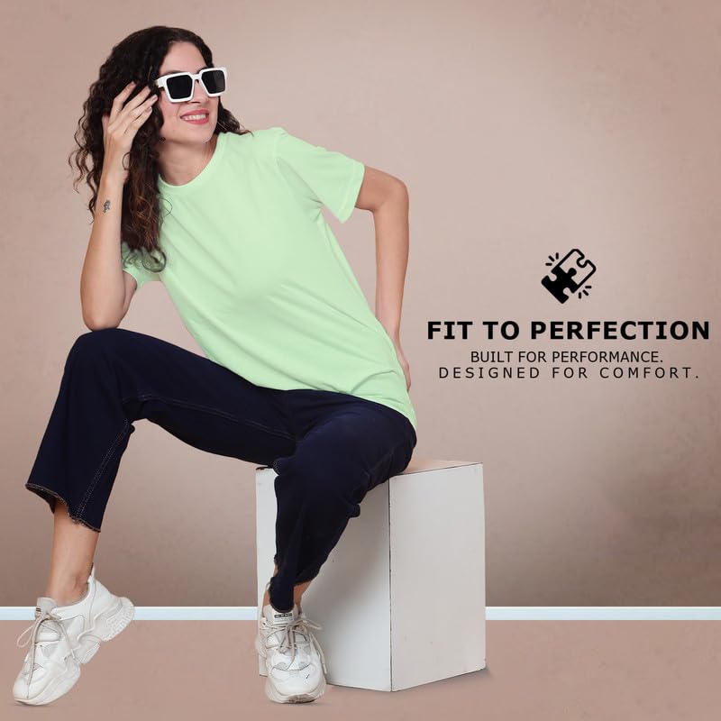 Image of Sleepynuts Women Boyfriend Plain Round Neck Half Sleeve T-Shirt