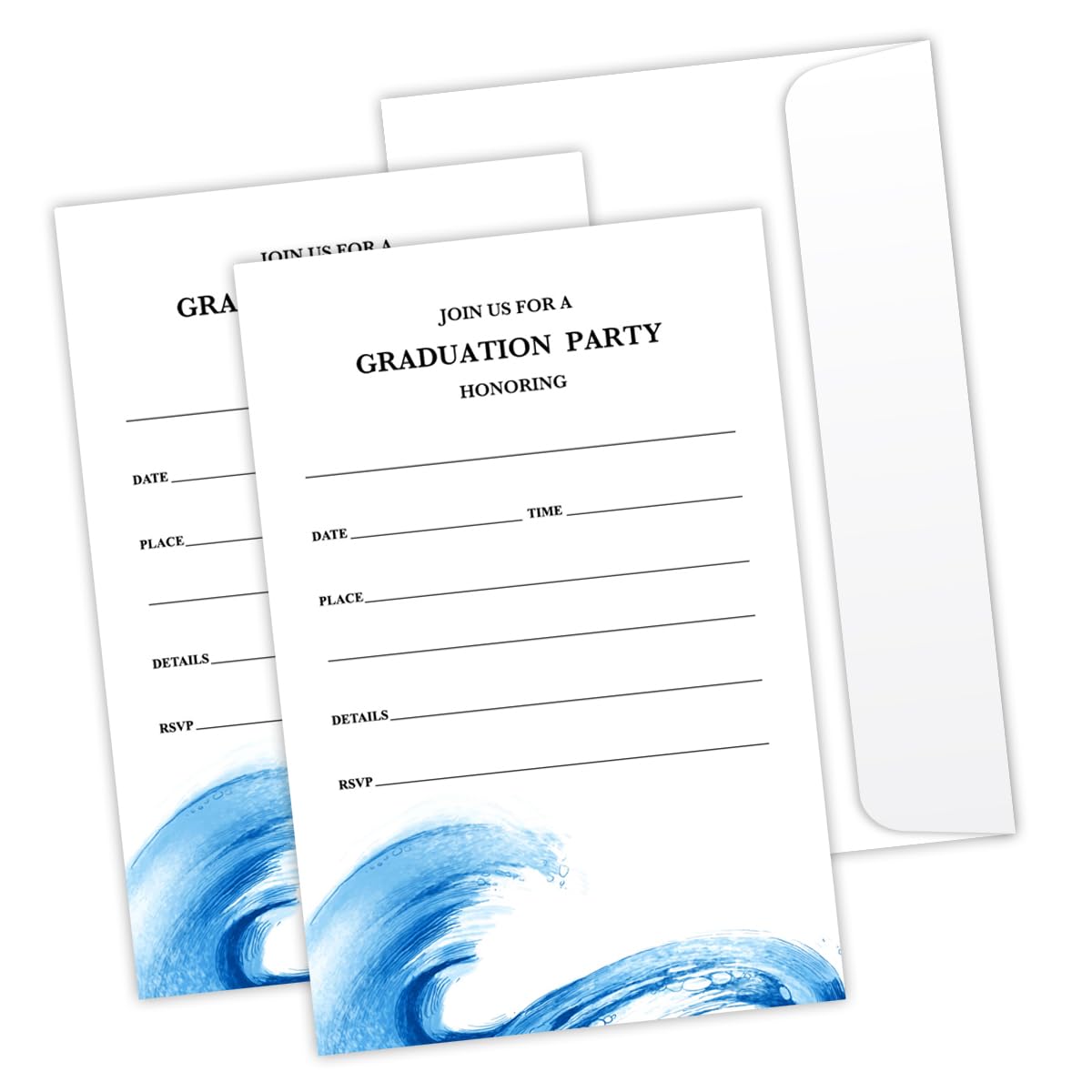 20 PCS Graduation Party Invitations, Sea Ocean Graduation Invite Cards with Envelopes, University Bachelor or High School Grad Celebration Graduation