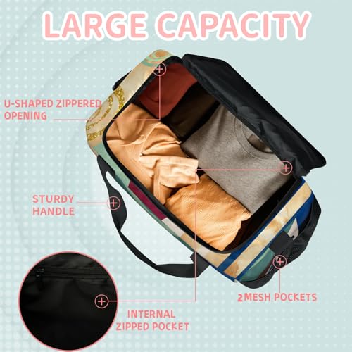Abstract Women Travel Duffle Bag - Waterproof weekend luggage bag, men's sports and fitness bag, delivery hospital storage bag, overnight luggage bag with pull rod cover4