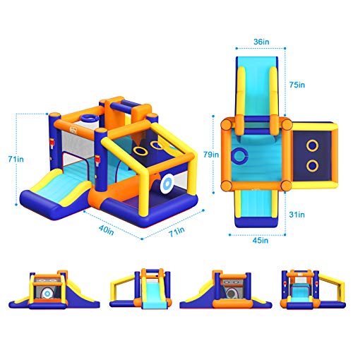 Naice Inflatable Bounce House, Indoors Outdoor Inflatable Bouncers, Slide Bouncer, Jumper Bounce House with 2 Slides, Climbing Wall, Ball Bit House, Pefect for Babies, Toddlers, Kids, Children - Thumbnail 5