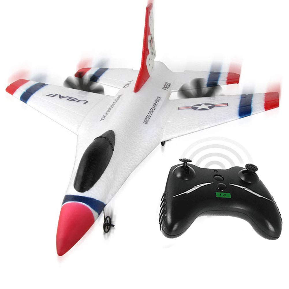 RC Glider Airplane, Control Range 80 Meters, Ready to Fly, 2.4GHz Radio Control Aircraft with built in Gyro, 823 2CH F16 Thunderbirds Remote Control EPP Airplane for Beginners