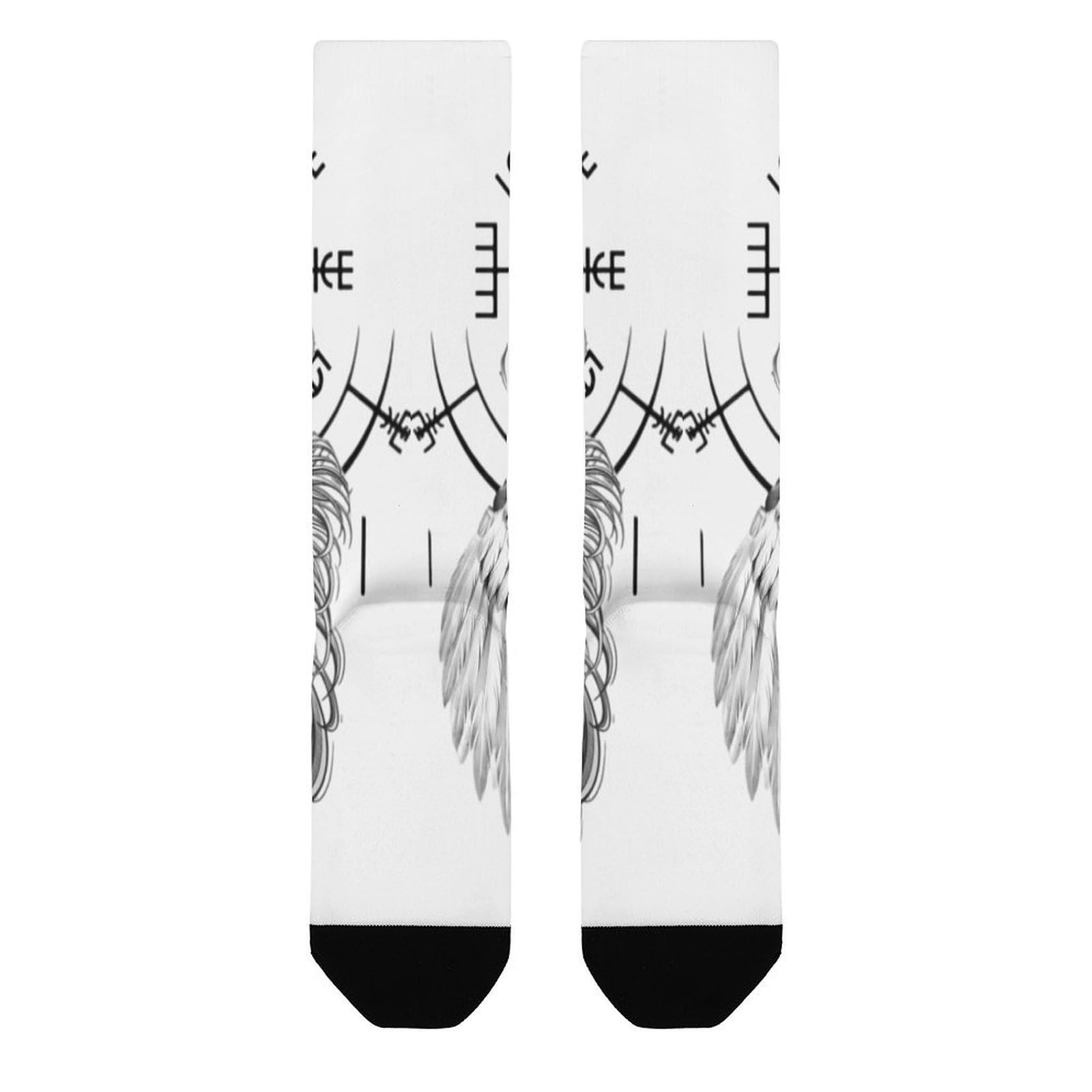 Calzini Tubolari Unisex, Stampa Nave Vichinga Valhalla e Vegvisi, Casual, Comodi e Traspiranti