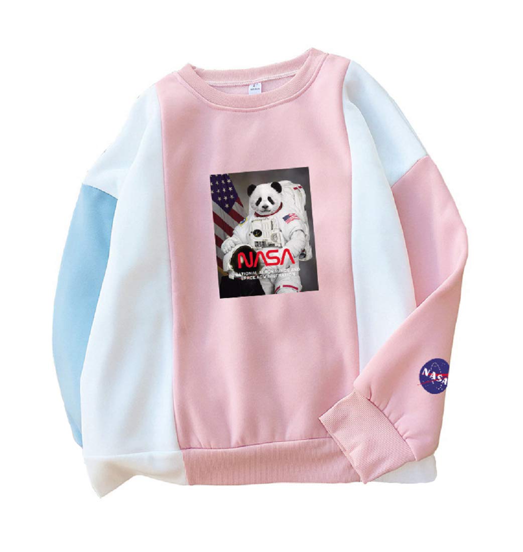CORIRESHA Fresh Color Block NASA Print Pullover Sweatshirt