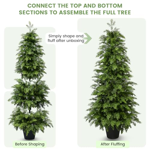 Image of 4FT Artificial Cedar Topiary Trees,2 Pack UV Resistant Faux Pine Tree