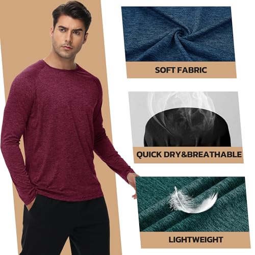 3 Pack Long Sleeve Shirts for Men - Quick Dry Moisture Wicking UV UPF Sun Protection T-Shirts for Casual Workout Fishing4