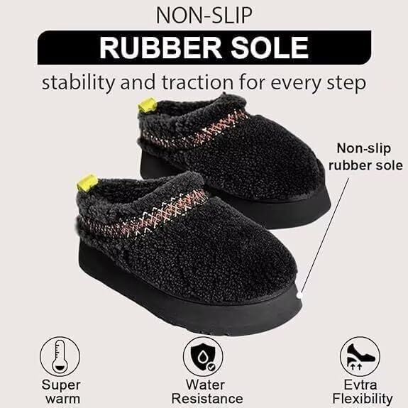 Women's Winter Platform Slippers Short Ankle Thickened Flat Boots Fur Lined Warm Slippers Indoor and Outdoor4