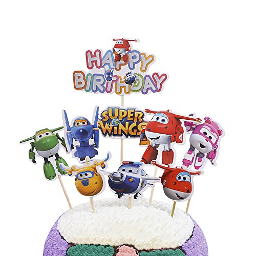 Party Hive 9pc Super Wing Cake Toppers for Kids Birthday Party Event Decor