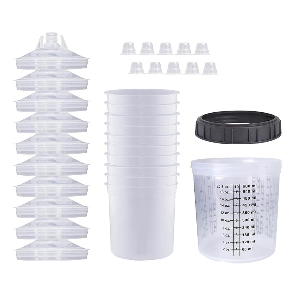Ximie 1Set Sprayer Paint Tank Spraying Mixing Cup 600Ml Disposable Measuring Cup Type H/O Quick Cup