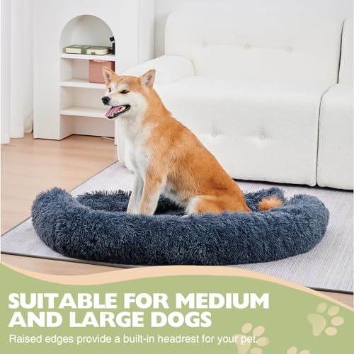 PETART Hundebettmatte für Couch - rutschfest, maschinenwaschbar - Bequeme Haustierunterlage für große Hunde und Katzen - Indoor-Sofakissen mit abnehmbarem Bezu (Dunkelgrau, L-110x105x17cm)