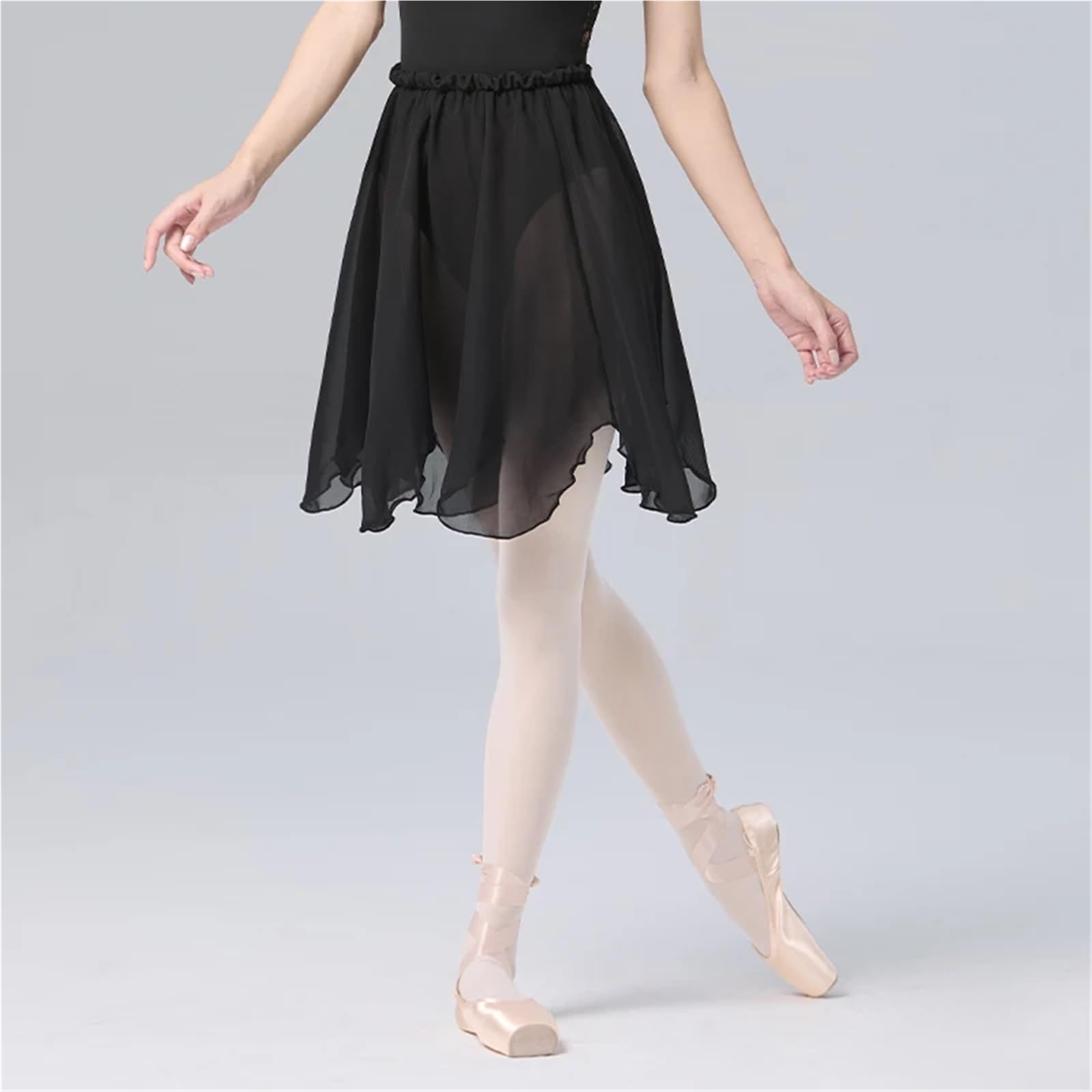 Faldas de Ballet for Mujer, Cintura elástica, Color Blanco y Negro, pétalos, Longitud Media, Falda Gasa, tutú Bailarina