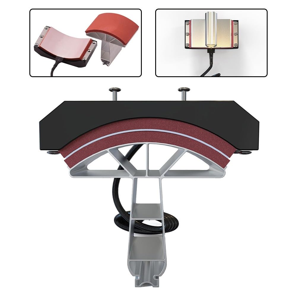 Płyta grzewcza do prasy nasadkowej 110 V, aluminium, żelazo, silikon, podkładka transferowa, 14 x 8 cm, powierzchnia grzewcza do czapek, daszka i czoła, część zamienna do prasy cieplnej