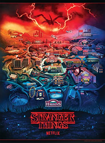 Buffalo Games - Stranger Things - Hawkins - 1000 Piece Jigsaw Puzzle, Multicolor, 1000 pieces, 26.75 x 19.75 inches