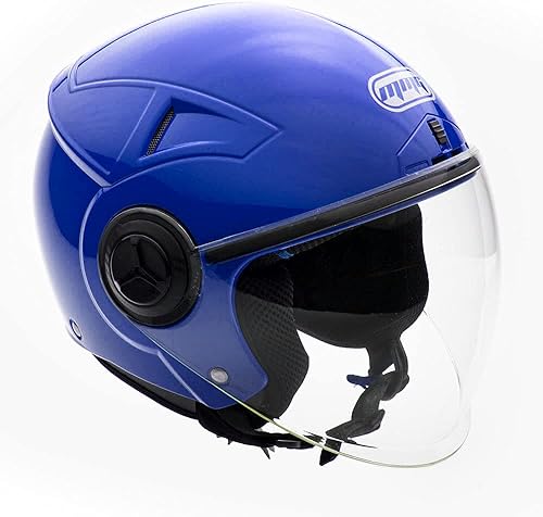 Casco para piloto de motocicleta Scooter con cara abierta, aprobado por el departamento de transporte, S, Azul